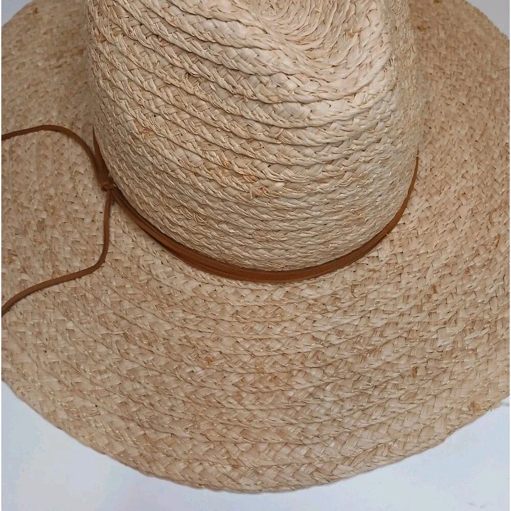 Hat Attack Raffia Continental Womens Hat SPF 50 Natural & Tobacco *NWT $172